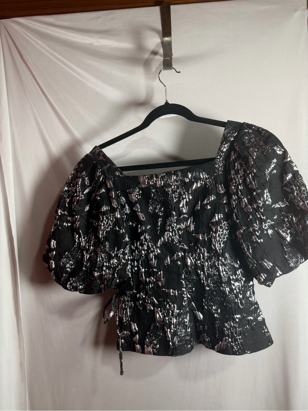 Jonathan Simkhai Black Top with Silver Metallic Accents
